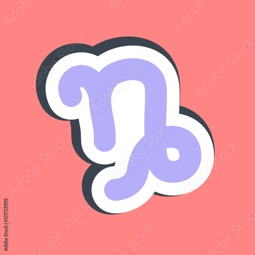 Sticker capricorn. Zodiac horoscope elements.