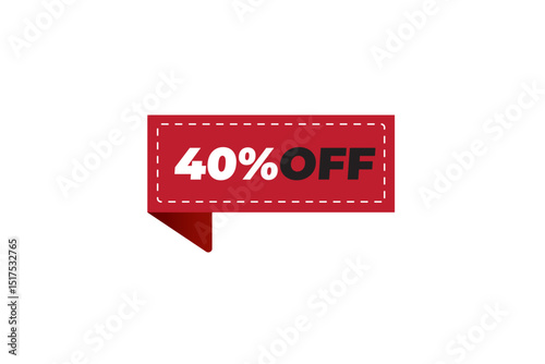 40% vector image and icon red colour on white background.