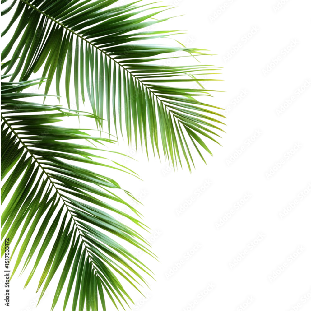 Fototapeta premium Lush green palm fronds against a vibrant abstract background a tropical summer design