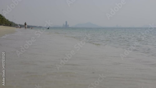 Seawater Crashes Onto The Beach, Background for advertising and wallpaper in summer and lifestyle scene.