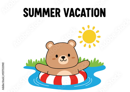 Adorable Bear Enjoying Summer Vacation Fun in the Sun