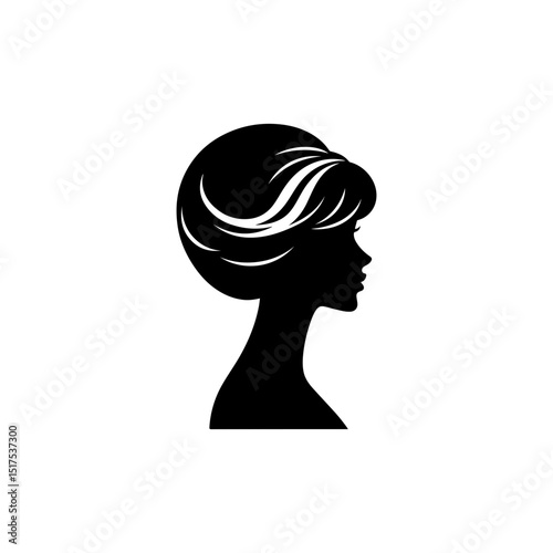Minimalist Black and White Illustration of Woman Side-profile Silhouette