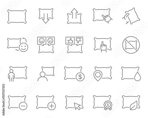 Set of pillow line icons. Orthopedic pillow symbols. Vector illustration.