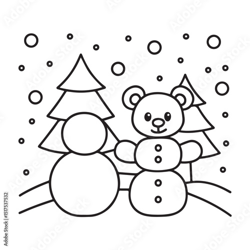 Cozy bear coloring book, cozy bear coloring pages, black  & white, line art, victor illustration, bold & easy coloring pages, coloring book, coloring pages, christmas, halloween, animals, bear art