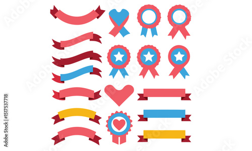 Set of Colorful Vintage Ribbons