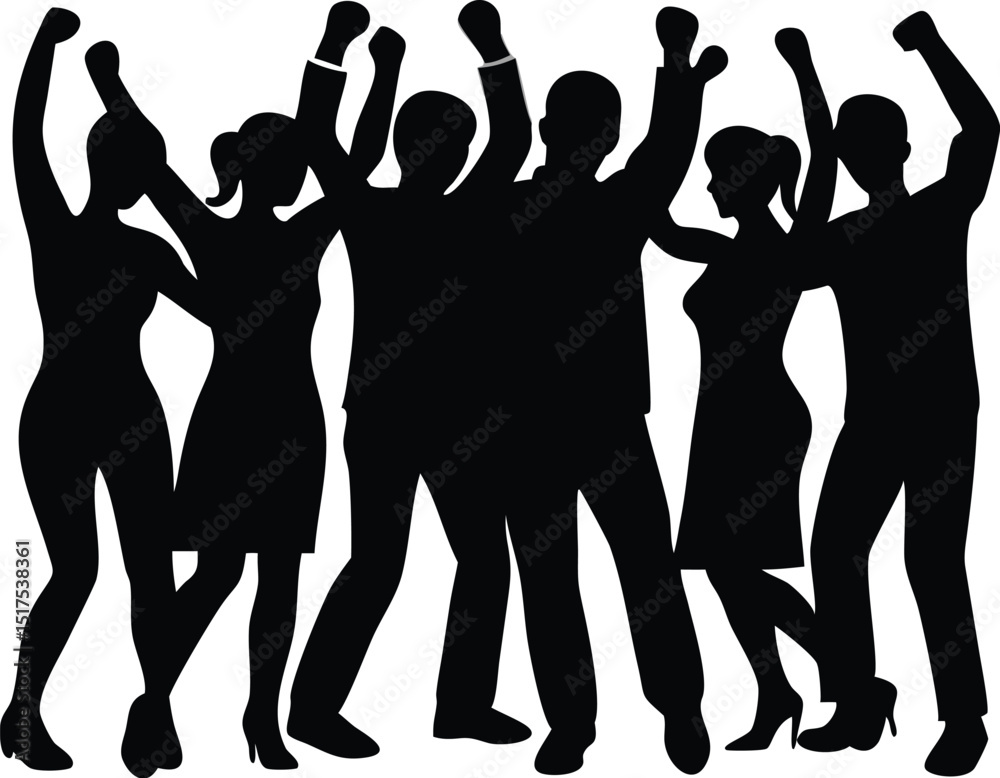 Fototapeta premium Silhouette Celebration Party Group Vector Art