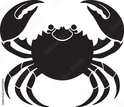 Crab Silhouette Icon. Black Sea Animal Vector Illustration