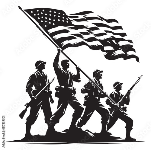  "Patriotic Salute: American Flag and Military Ceremony"