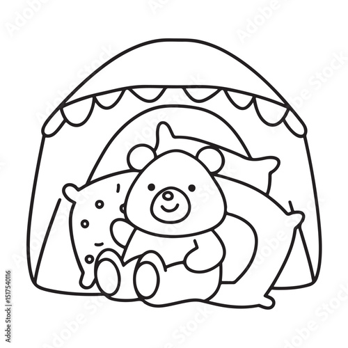 Cozy bear coloring book, cozy bear coloring pages, black  & white, line art, victor illustration, bold & easy coloring pages, coloring book, coloring pages, christmas, halloween, animals, bear art
