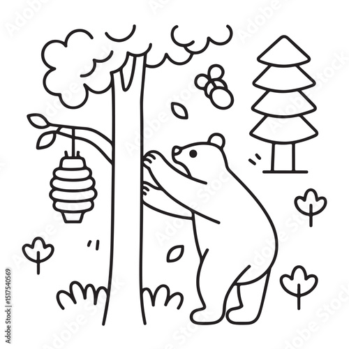 Cozy bear coloring book, cozy bear coloring pages, black  & white, line art, victor illustration, bold & easy coloring pages, coloring book, coloring pages, christmas, halloween, animals, bear art