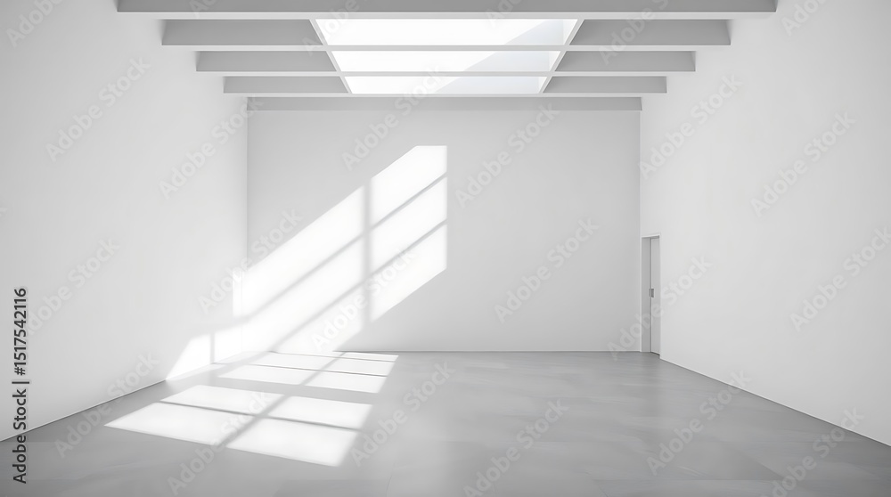 Obraz premium White empty room with window and sunlight.