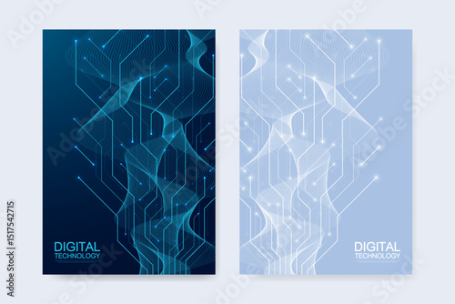 Abstract digital technology cover template design for a report and brochure, flyer, leaflets, poster, header, banner, website, presentation. Vector illustration