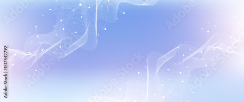 Abstract tech network connection dots. Digital technology and big data analysis background. White background with plexus lines. Geometric background with abstract mesh