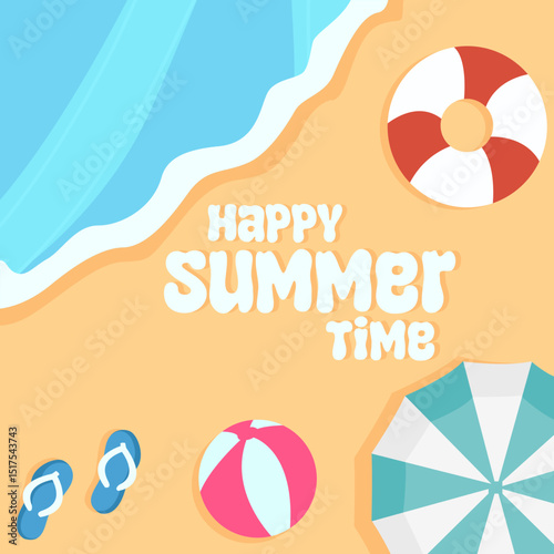 vector  illustration summer holiday background with beach ball