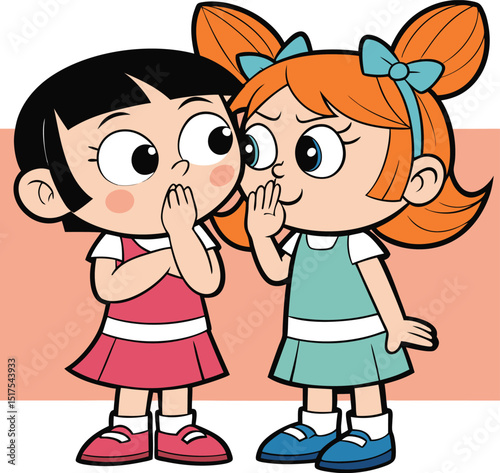 Cartoon illustration of a girl  depicting childhood friendship and family love