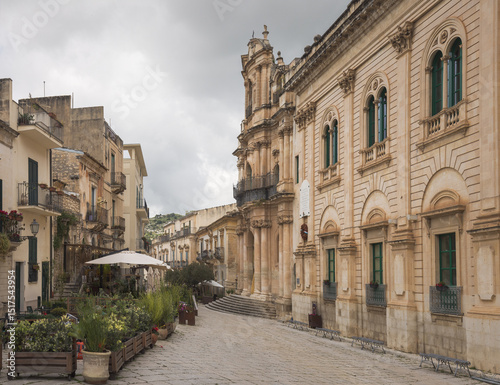 Fototapeta Naklejka Na Ścianę i Meble -  Charming Scicli Street: Baroque Architecture & Serenity, Sicily, Italy