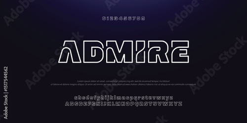 Creative Outline Double line monogram alphabet and tech fonts. Lines font regular uppercase and lowercase. Vector illustration.