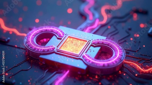 Futuristic circuit board with glowing elements and intricate patterns, showcasing advanced technology