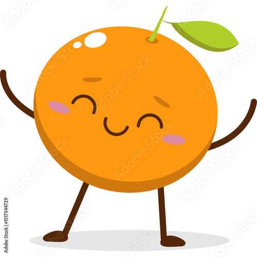 Cute orange character kawai vector for orange mascot. happy face, winking eye,. smile