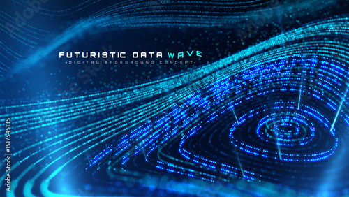 Big digital data design decorated with blue light in circle shape. Future technology background. Artificial intelligence theme backdrop. Vector illustration.