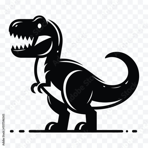 Cute Tyrannosaurus Rex: A charming illustration of a Tyrannosaurus Rex, rendered in a simplistic yet appealing black and white style.