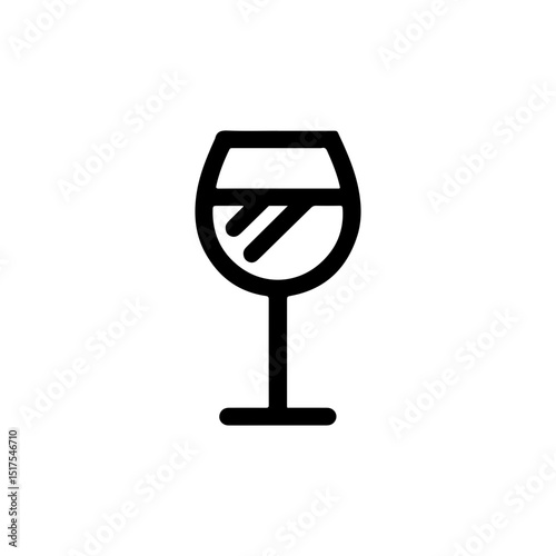 Black and White Outline of Wine Glass