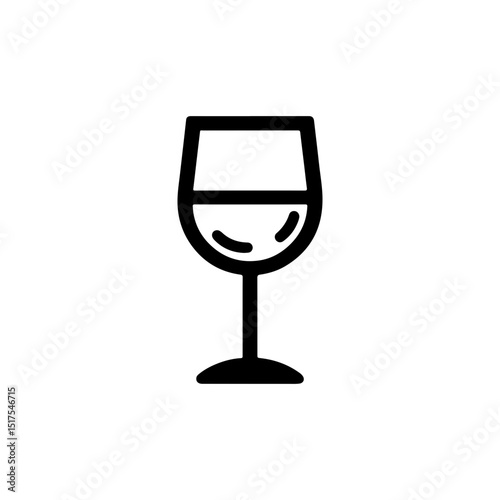 Black and White Outline of Wine Glass