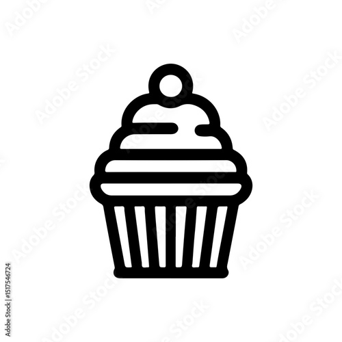 Black and White Outline of Cupcake