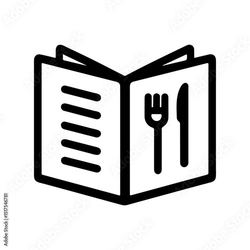 Black and White Outline of Menu Book