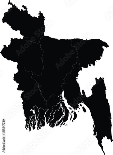silhouette map of Bangladesh with detailed outline for design and educational purposes