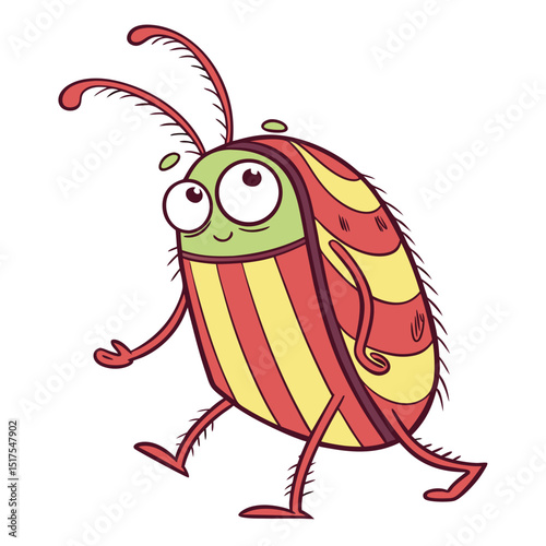A whimsical, friendly jellybean monster with sprout antennas and an oval body.  Vibrant, colorful, cartoonish style.