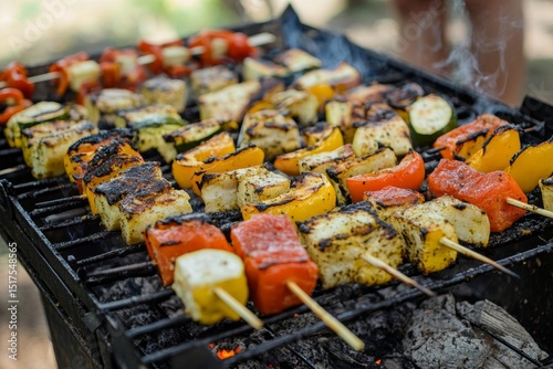 Friends enjoying a summer barbecue outdoors, highlighting fun, social interaction, and togetherness. Candid snapshot of casual leisure time, camaraderie, and shared meals