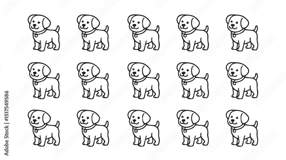 Fototapeta premium a collection of 12 different cute dog_traced