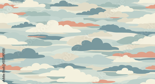 Whimsical Cloud Pattern in Soft Pastels
