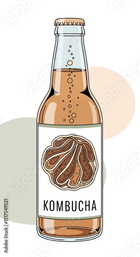 Artistic Kombucha Bottle with SCOBY Label