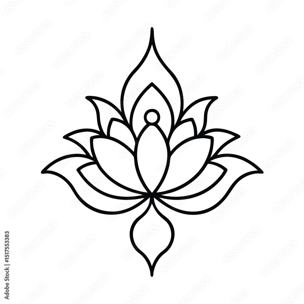 Victorian, Lotus floral damask vector line art Victorian, Lotus floral damask vector line art