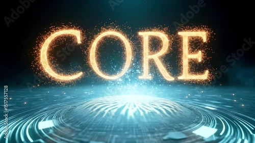 Glowing digital core with sparks emanating, set against a futuristic tech background