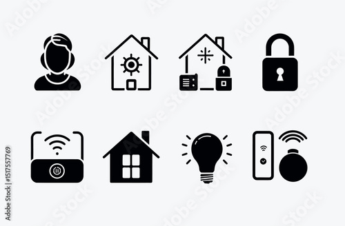 Smart Home Technology Icons for Modern Living