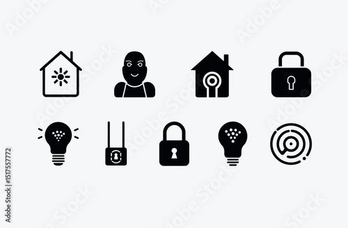 Smart Home Technology Icons for Modern Living