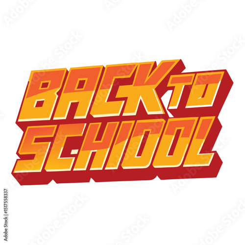 Retro Back to School Graphic with Bold Colors and 3D Effects