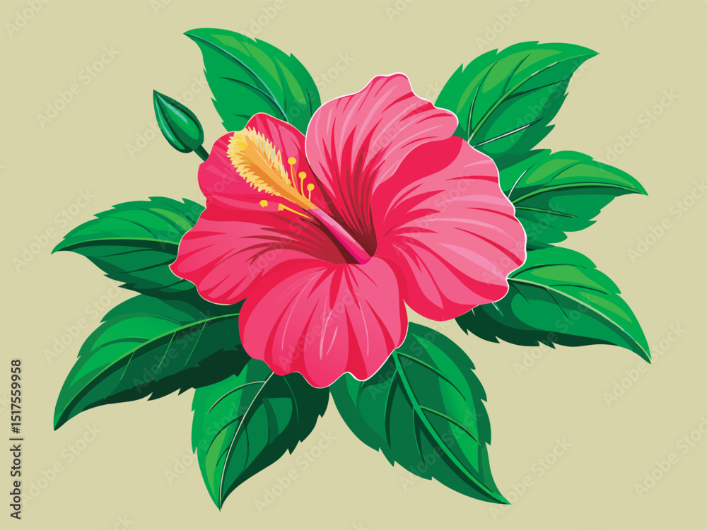 Obraz premium Vibrant pink hibiscus flower design.