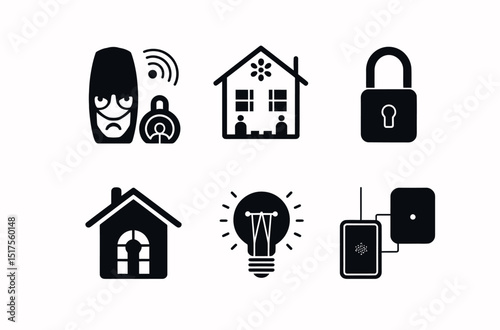 Smart Home Technology Icons for Modern Living
