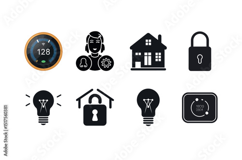 Smart Home Technology Icons for Modern Living