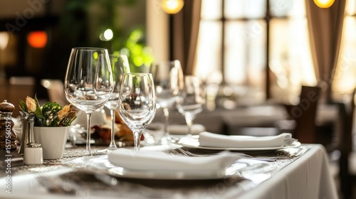 Served table in a modern dining room
