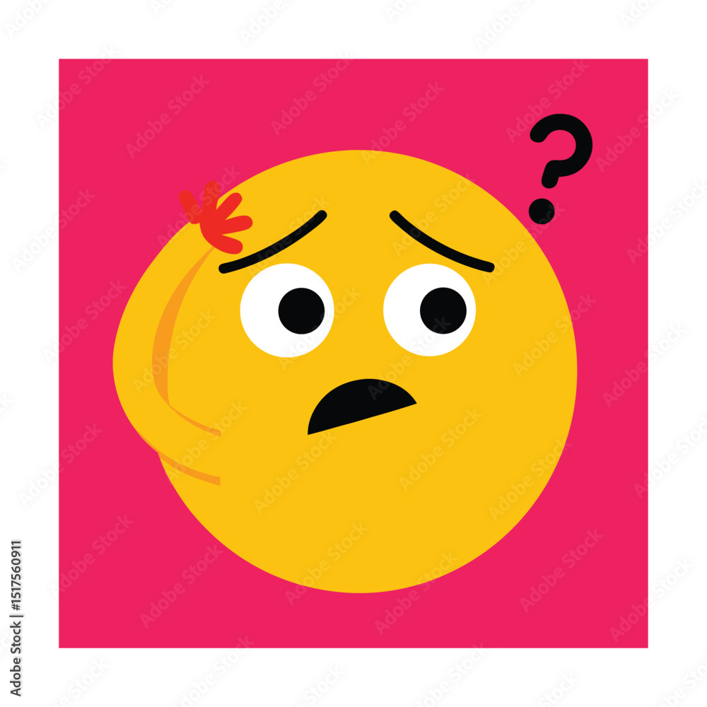 Obraz premium Confused Emoticon Scratching Head