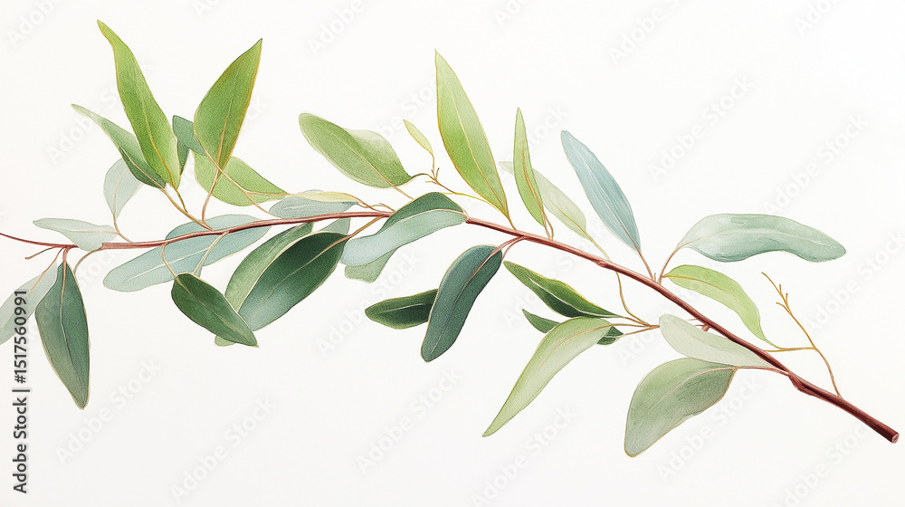 branch with green leaves isolated branch with green leaves isolated