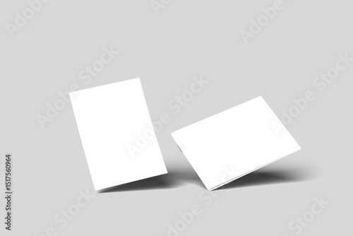 Soft cover landscape brochure, magazine, book or catalog mock up, White blank sheets of a4 paper, Transparent background