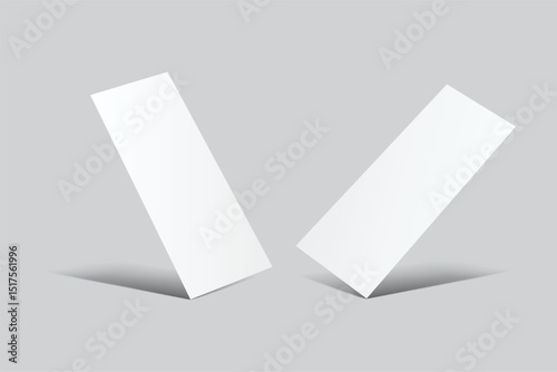 3D Realistic empty gift voucher card mockup isolated on background. Blank template for presentation discount, plastic coupon, train, movie, raffle, carnival, concert, festival, flyer or event ticket 
