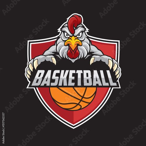 basketball club logo chicken vector illustration design