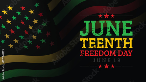 Juneteenth Freedom Day greeting card, vector background illustration for banner, poster, social media, feed
